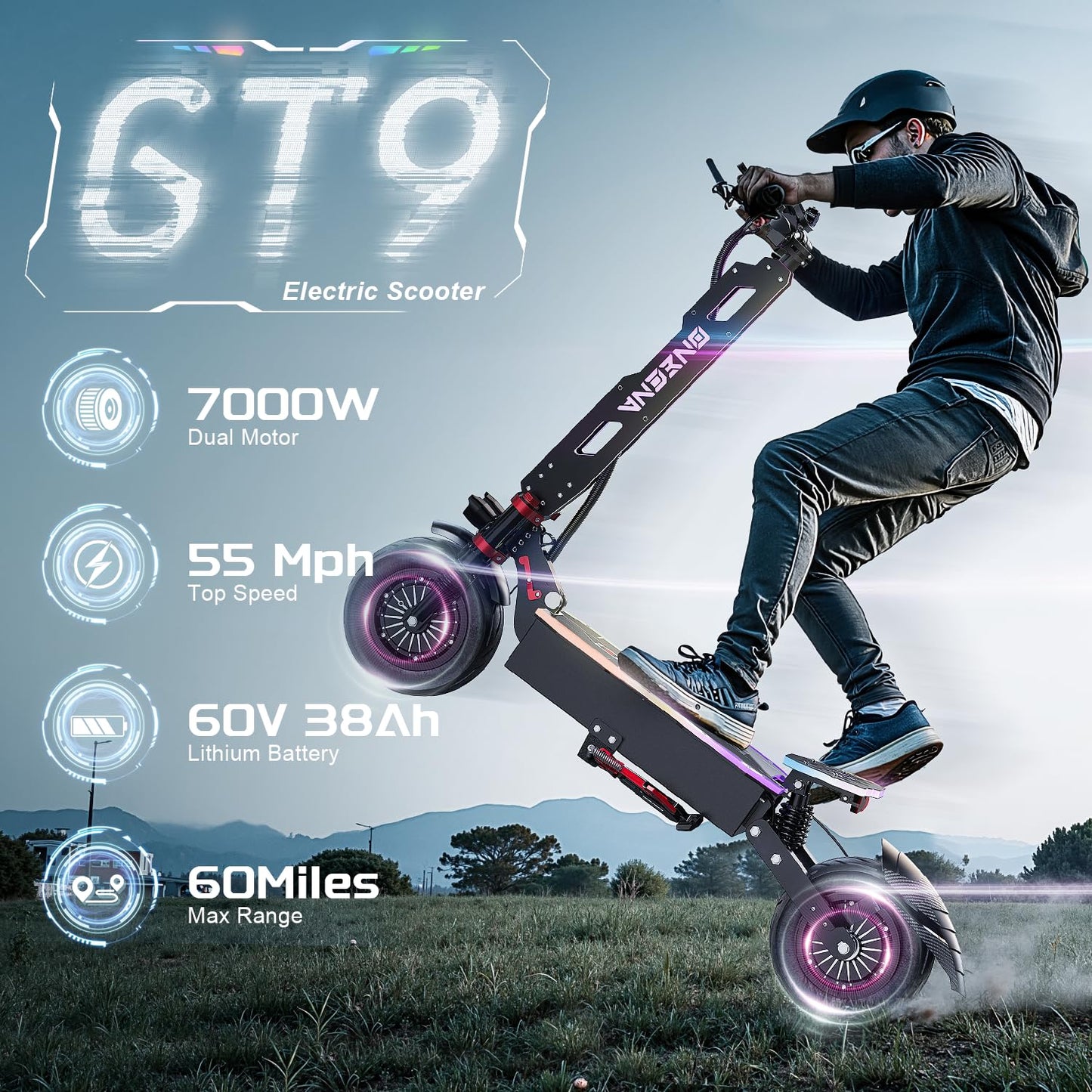 Electric Scooter Adults, 3500W/7000w Single/Dual Hyper Motor with 50/70 Miles Range Battery, Up to 45/58 MPH Top Speed, 10.5"/12" Tubeless Tires Commuting Scooter for Adults