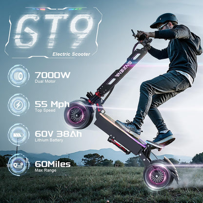 Electric Scooter Adults, 3500W/7000w Single/Dual Hyper Motor with 50/70 Miles Range Battery, Up to 45/58 MPH Top Speed, 10.5"/12" Tubeless Tires Commuting Scooter for Adults