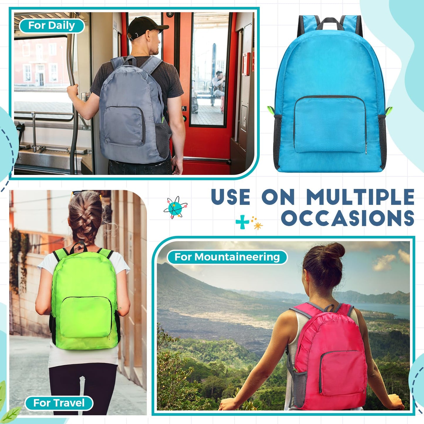 Jexine 10 Pcs Backpacks in Bulk 16.5 Inches Back Pack Basic Backpack for Adult Lightweight Outdoor Travel Book Bags(Sunny Pastel)