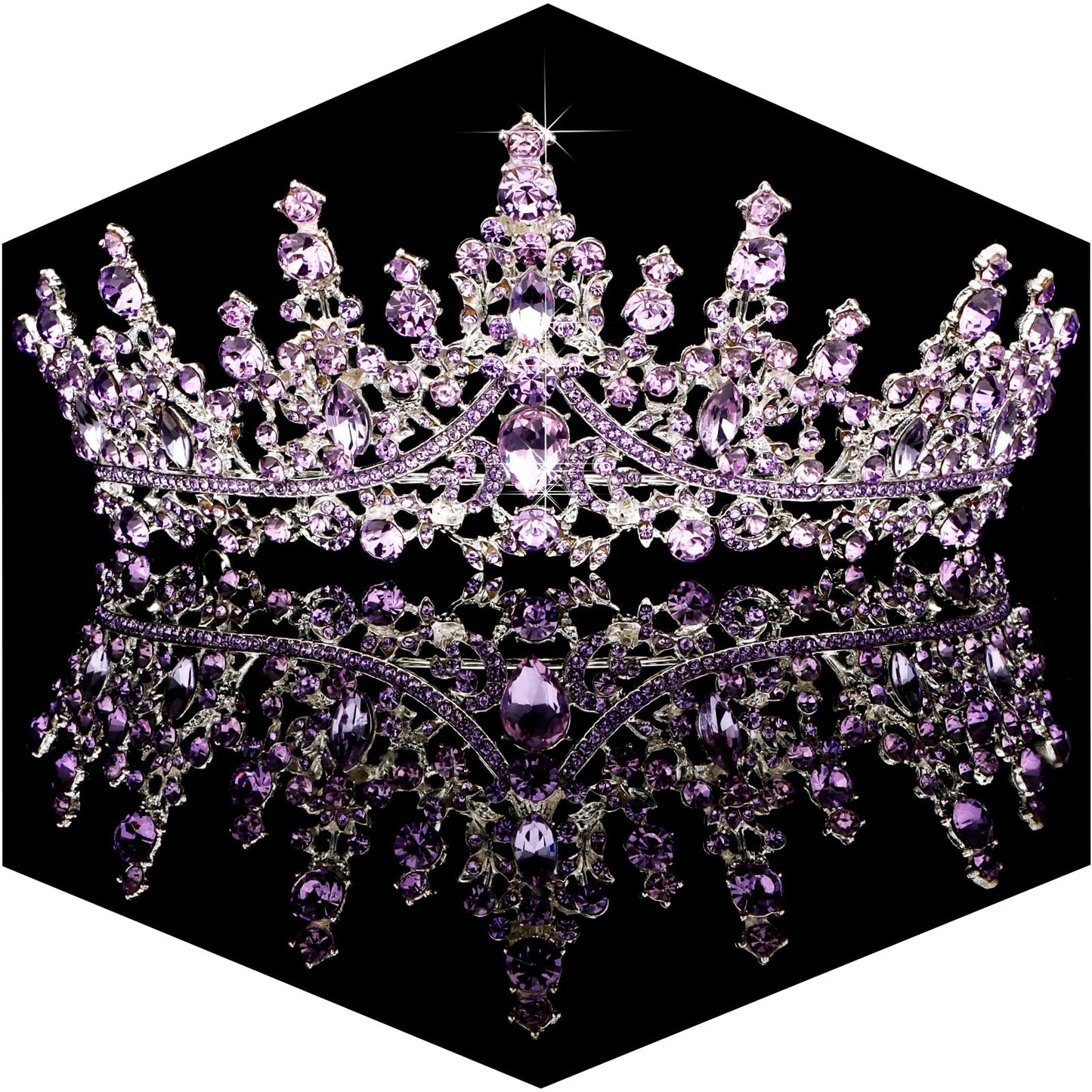 TOBATOBA Silver Wedding Crystal Tiaras and Crowns for Women, Bride Royal Queen Headband Princess Quinceanera Headpieces for Birthday Prom Pageant Party