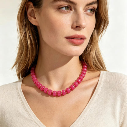 Chunky Beaded Choker Necklace for Women Summer Beach Acrylic Beads Necklaces Trendy Boho Statement Colorful Necklace Jewelry Accessories