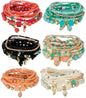 Women Beaded Bracelet Set | Colorful Boho Stackable Trendy Design with Crystal Accents Multilayer Bangle Bracelet | Fashion Stretch Braclets Jewelry for Women