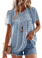 Falechay Womens Summer Tops Crewneck Short Sleeve Shirts Casual Chiffon Blouses Flowy Lace Hem Boho Clothing Trendy 2026