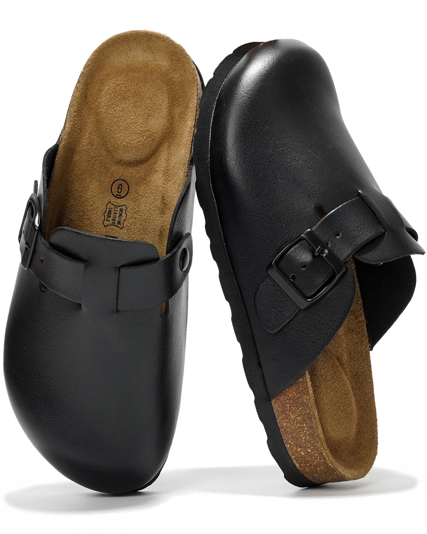 Project Cloud 100% Genuine Leather Footbed Clogs for Women - Memory Foam Arch Support Slippers for Women - Trendy Slip-ons Women's Mules & Clogs Sandals