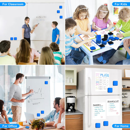 96 Pack Cube Dry Erase Erasers, Mini Magnetic Whiteboard Dry Erasers Chalkboard Cleaner Wiper for Classroom, School, Home, and Office Supplies