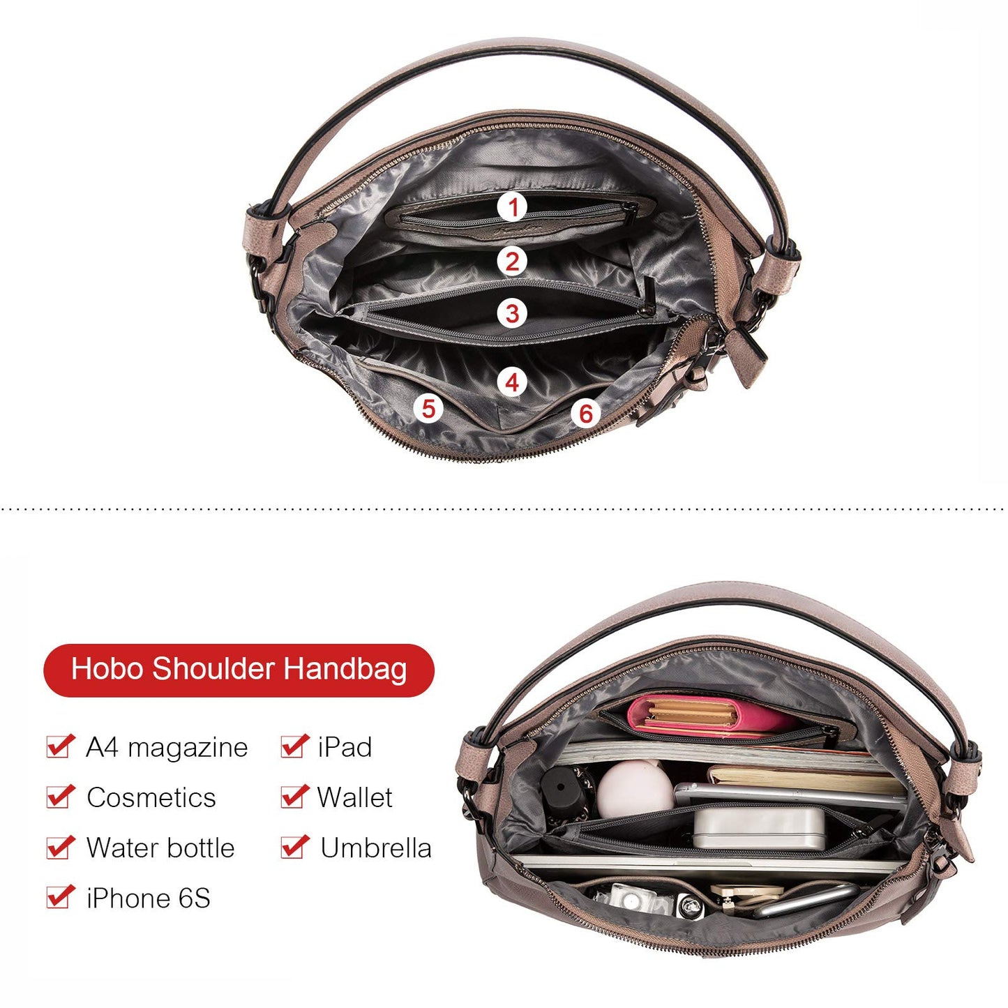 Realer Hobo Crossbody Bags for Women Designer Faux Leather Hobo Handbags Retro Large Size Shoulder Bag Bucket Purse