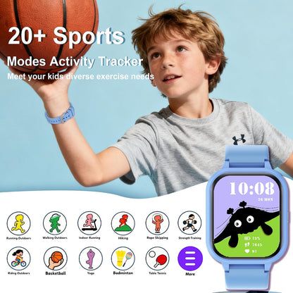 Kids Smart Watch 4-15 Ys, Standalone&APP Dual Use, Bluetooth Call, Kid Gift | 1.8'' IP68 Boys Girls Fitness Tracker, DIY Sports Modes, Heart Rate&Sleep Monitor, 13 Alarms, Weather, Smart Reminder, Games