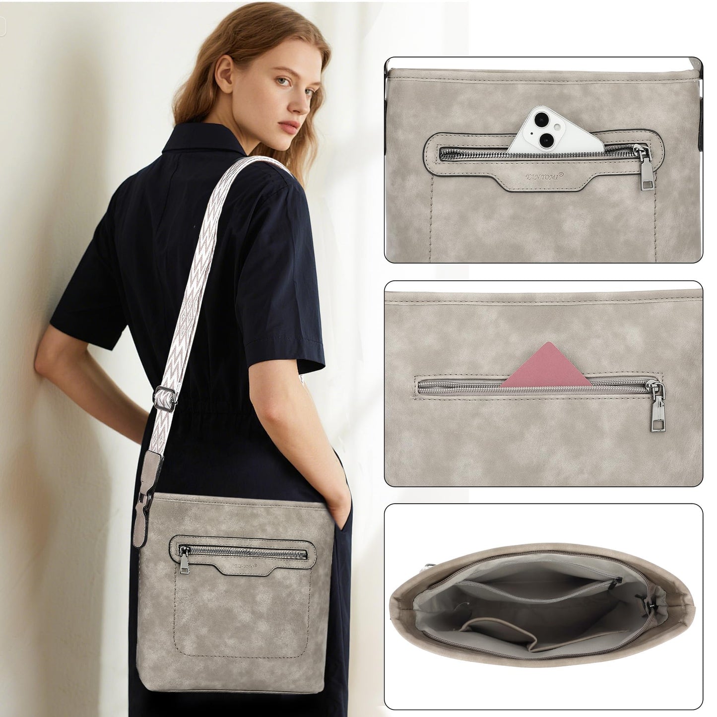TANTOMI Crossbody Bags for Women Casual Crossbody Purses for Women Travel Shoulder Bag Handbags with Adjustable Strap