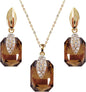 Navachi 18k Gold Plated Crystal Multicolor Square Shape Zircon Dangle Earrings And Neckalce Pendant Az4020-1 Jewelry set