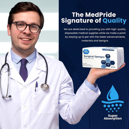 MED PRIDE Surgical Gauze Sponges,4 x 4 in,12-Ply,Non-Sterile,200-Count Pack
