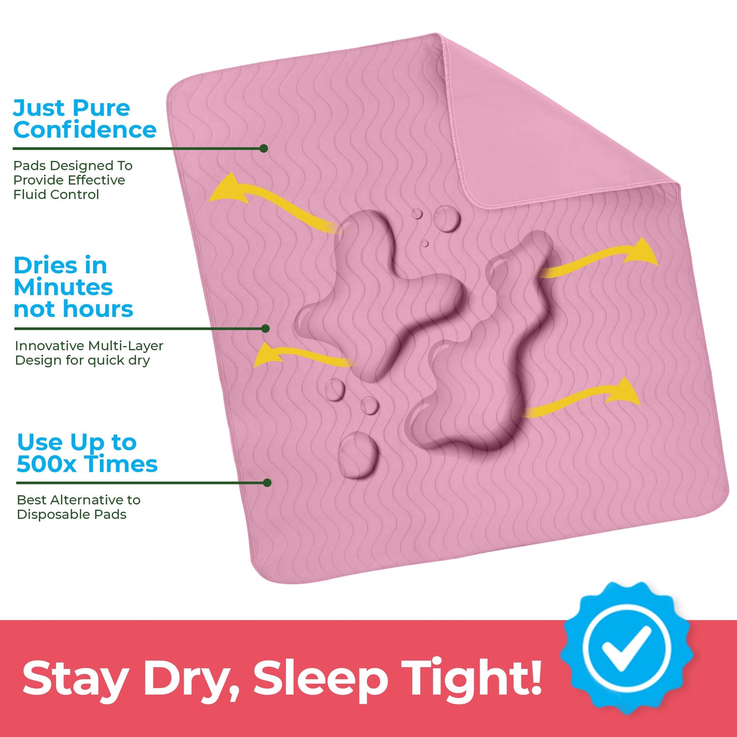 Utopia Bedding Washable Underpads 34" x 36" (Pack of 4), Waterproof Reusable Heavy Absorbency Incontinence Bed Pads for Adults, Kids, Elderly and Pets, Bedwetting Pads for Sofa and Couch (Blue)