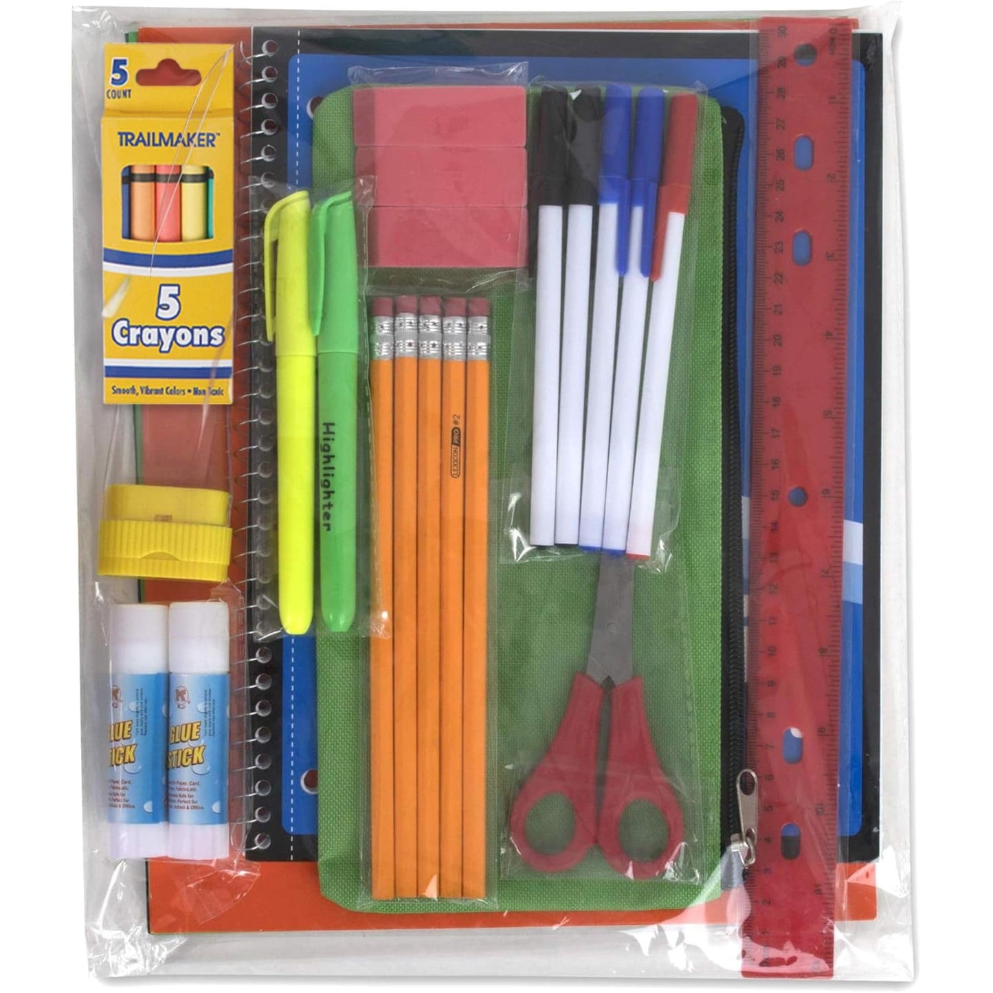 Trailmaker 12 Pack Bulk School Supply Kits | 30 Piece Classroom Supply Sets for Elementary & Middle School | Notebooks, Pencils, Crayons & Essentials | Ideal for Schools, Nonprofits, Charities & Donation Programs