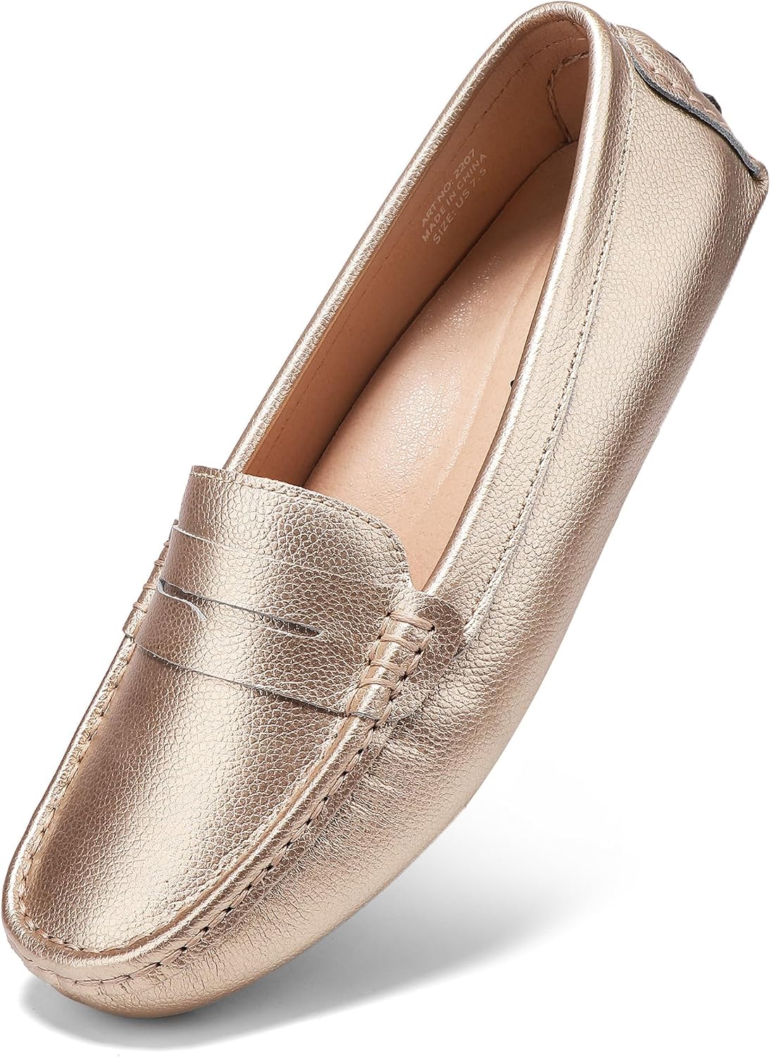 BEAUSEEN Women's Genuine Leather Penny Loafers Classic Driving Moccasins Casual Slip On Comfort Women Loafer Shoes