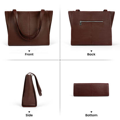 befen Genuine Leather Tote Bag for Women Work, Women's Leather Shoulder Bags Purses Satchel Handbags with Laptop Compartment