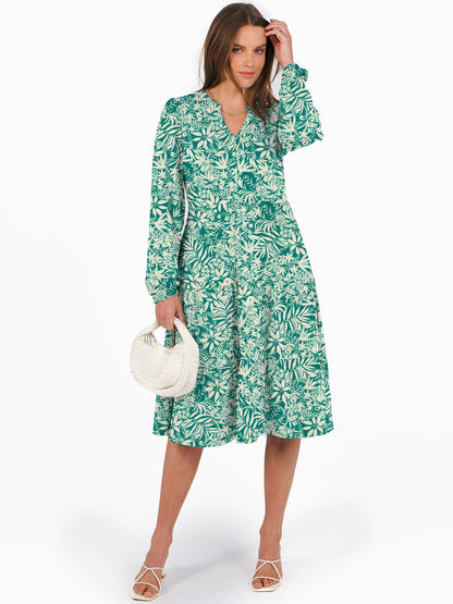 ANRABESS Womens V Neck Long Sleeve Midi Dress | Swing Flowy Tiered with Pockets, Soft Fabric, Boho Beach Vacation Dresses, Loose Fit Casual, Fall Winter Transition Clothes