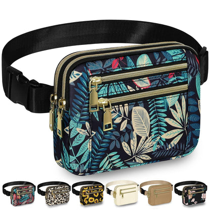 Capolo Fanny Packs for Women Fashion Waist Packs Bag with Adjustable Strap and 4 Zipper Pockets Waterproof Everywhere Crossbody Belt Bag for Workout Running Travelling(Black)