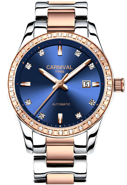 LOREO Women's Automatic Watch Diamond-Accented Dress Watch for Women Self-Winding Mechanical Watch with Sapphire Crystal Stainless Steel Two-Tone Bracelet 33MM Elegant Wrist Watch