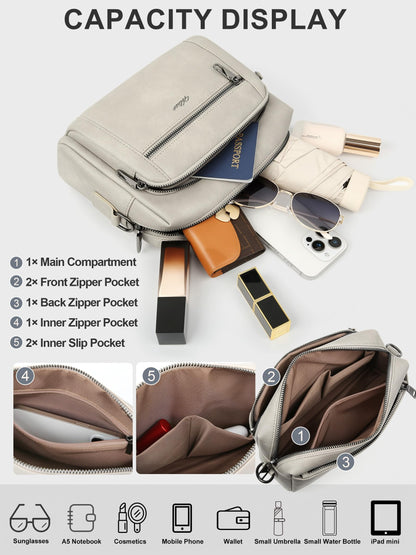 Small Leather Crossbody Bags for Women Anti theft Purses and Handbag Shoulder Hangbag with Wide Strap Tassel