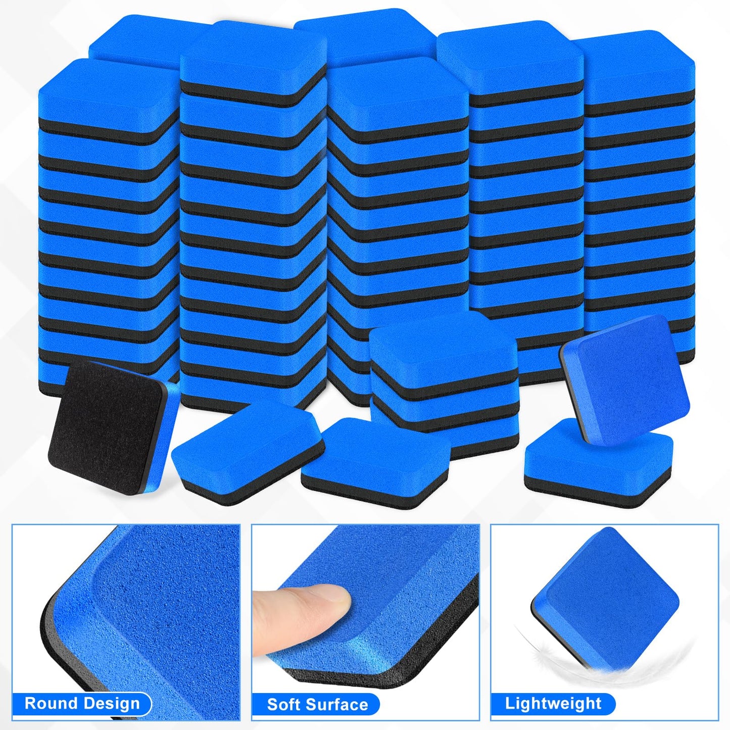 96 Pack Cube Dry Erase Erasers, Mini Magnetic Whiteboard Dry Erasers Chalkboard Cleaner Wiper for Classroom, School, Home, and Office Supplies