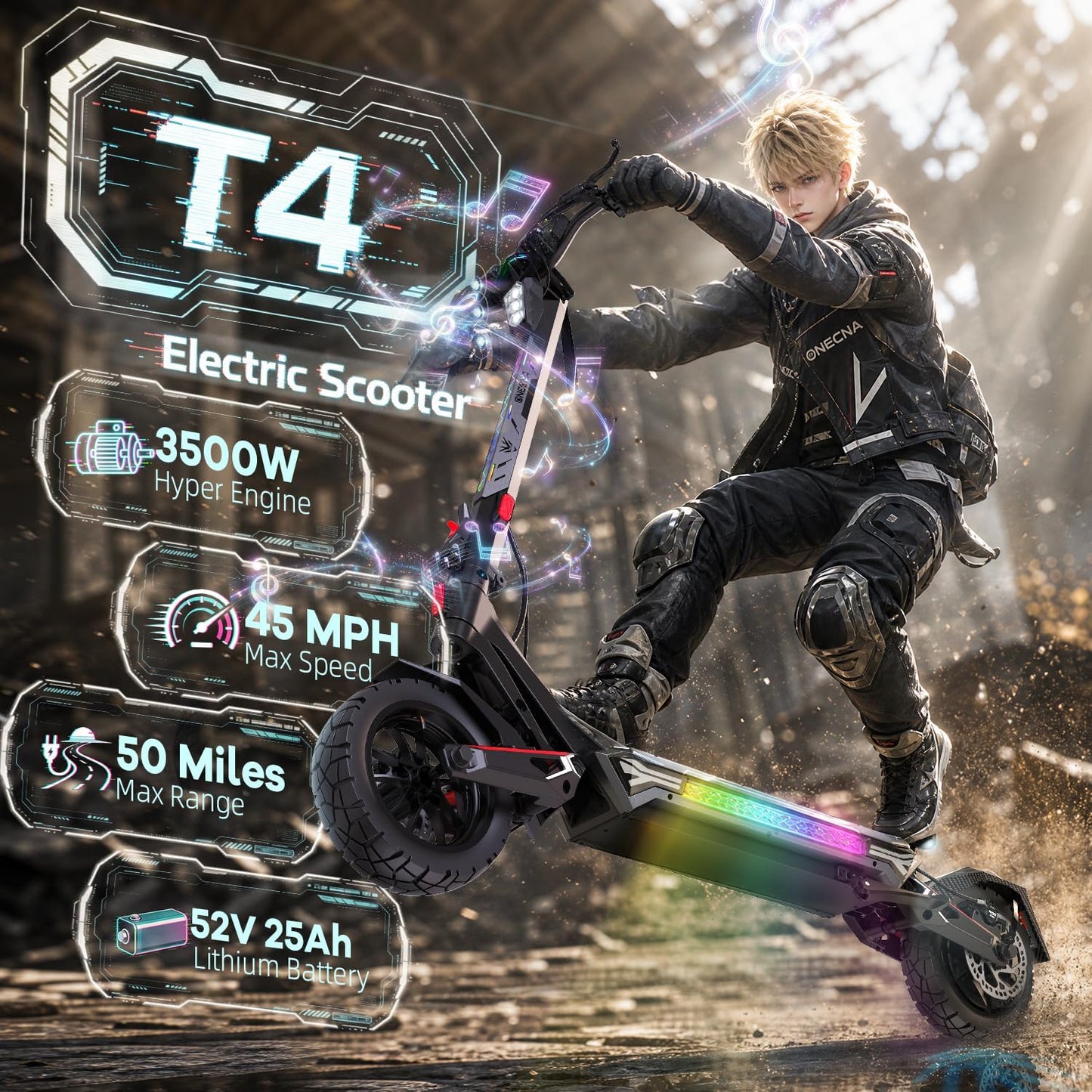 Electric Scooter Adults, 3500W/7000w Single/Dual Hyper Motor with 50/70 Miles Range Battery, Up to 45/58 MPH Top Speed, 10.5"/12" Tubeless Tires Commuting Scooter for Adults
