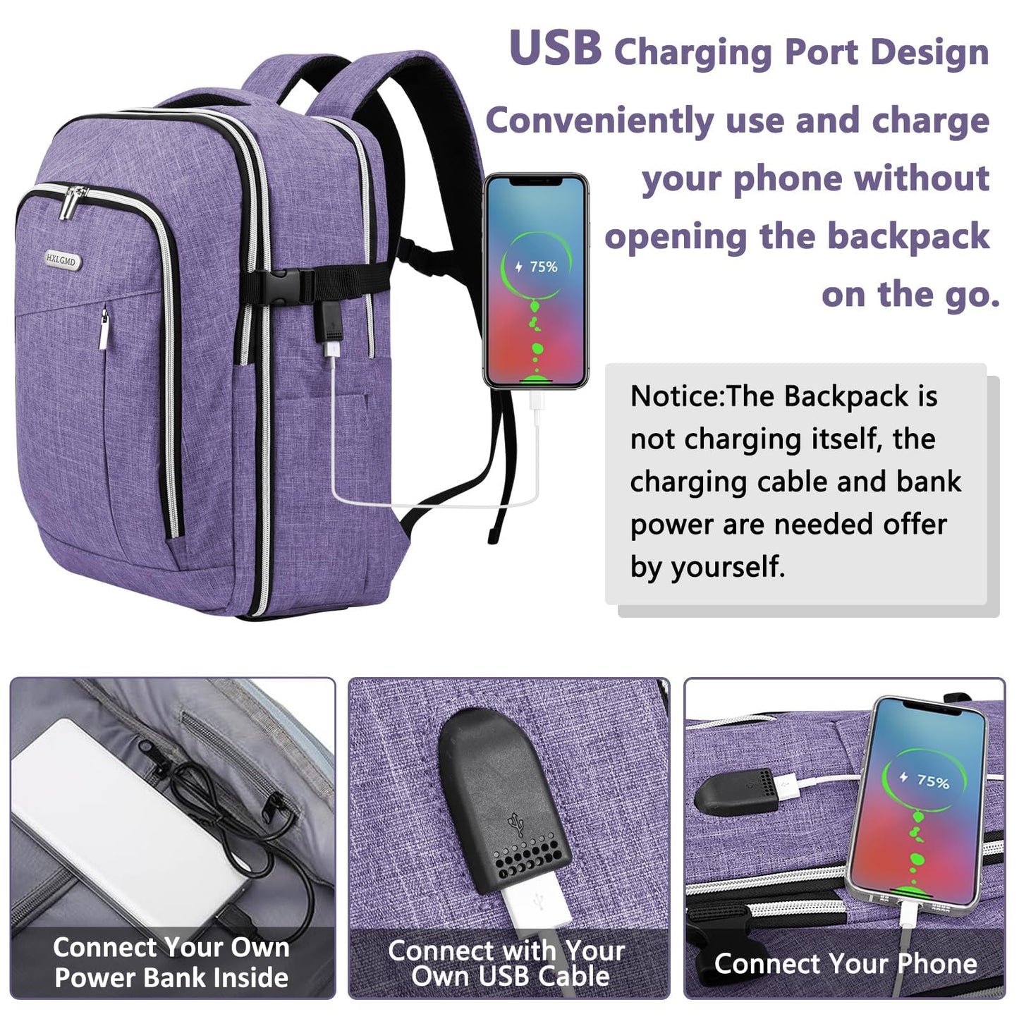 Travel Carry On 17.5" Laptop Expandable Backpack for Men Women, Personal Item Bag Waterproof Airline Approved with USB Charging Hole 3 Packing Cubes, Large Weekender Daypack Business Luggage Suitcase