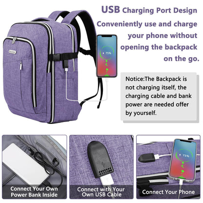 Travel Carry On 17.5" Laptop Expandable Backpack for Men Women, Personal Item Bag Waterproof Airline Approved with USB Charging Hole 3 Packing Cubes, Large Weekender Daypack Business Luggage Suitcase