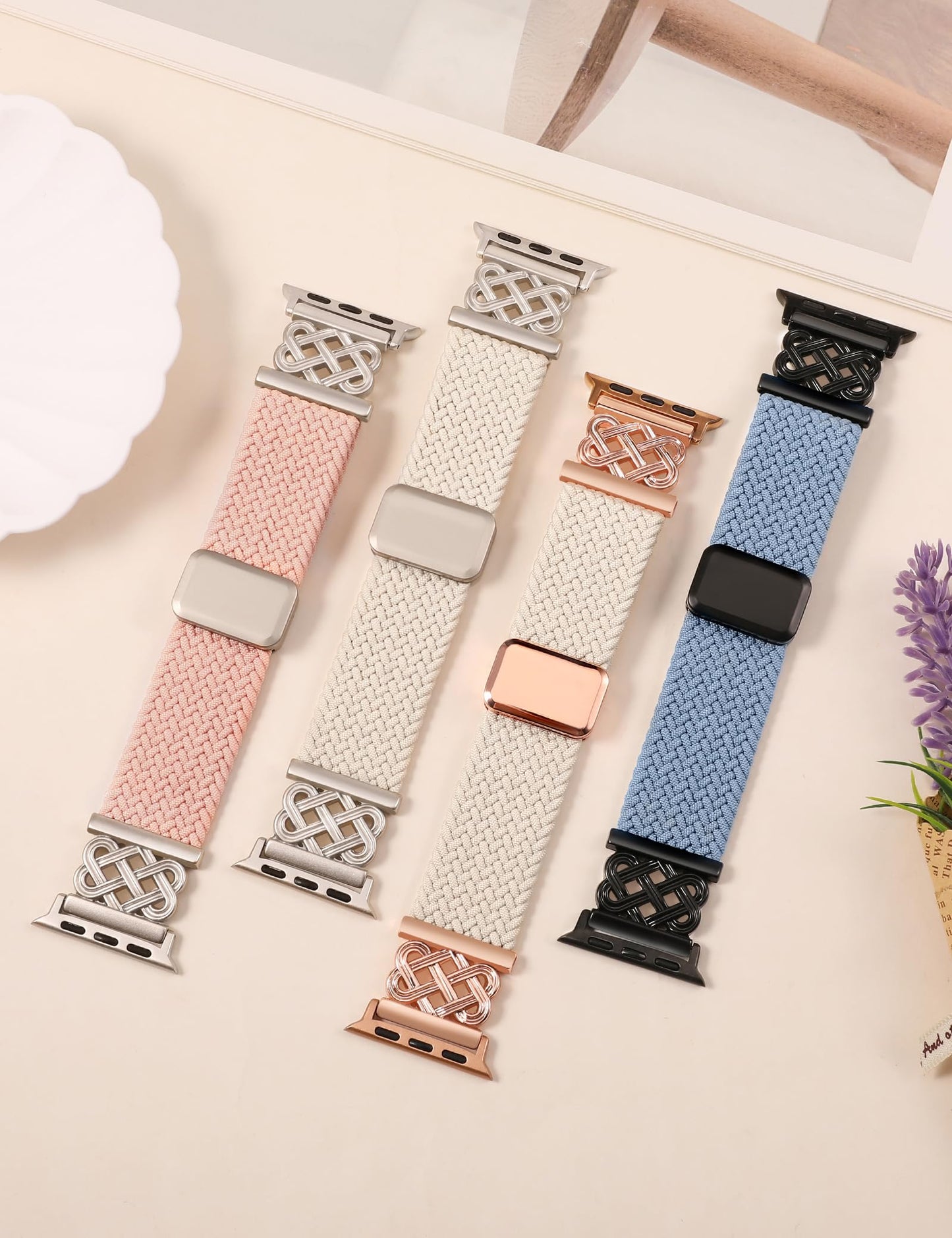 TOYOUTHS Braided Magnetic Band Compatible with Apple Watch Bands 38/40/41/42/44/45/46/49mm Women Men, Dressy Celtic Metal Stretchy Elastic Strap for iWatch Series 11 10 9 8 7 6 5 4 SE/Ultra 3 2 1