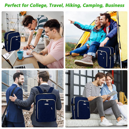 Travel Carry On 17.5" Laptop Expandable Backpack for Men Women, Personal Item Bag Waterproof Airline Approved with USB Charging Hole 3 Packing Cubes, Large Weekender Daypack Business Luggage Suitcase