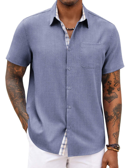 COOFANDY Men's Button Down Shirts Short Sleeve Casual Summer Beach Vacation Wedding Shirt with Pocket