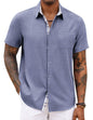 COOFANDY Men's Button Down Shirts Short Sleeve Casual Summer Beach Vacation Wedding Shirt with Pocket