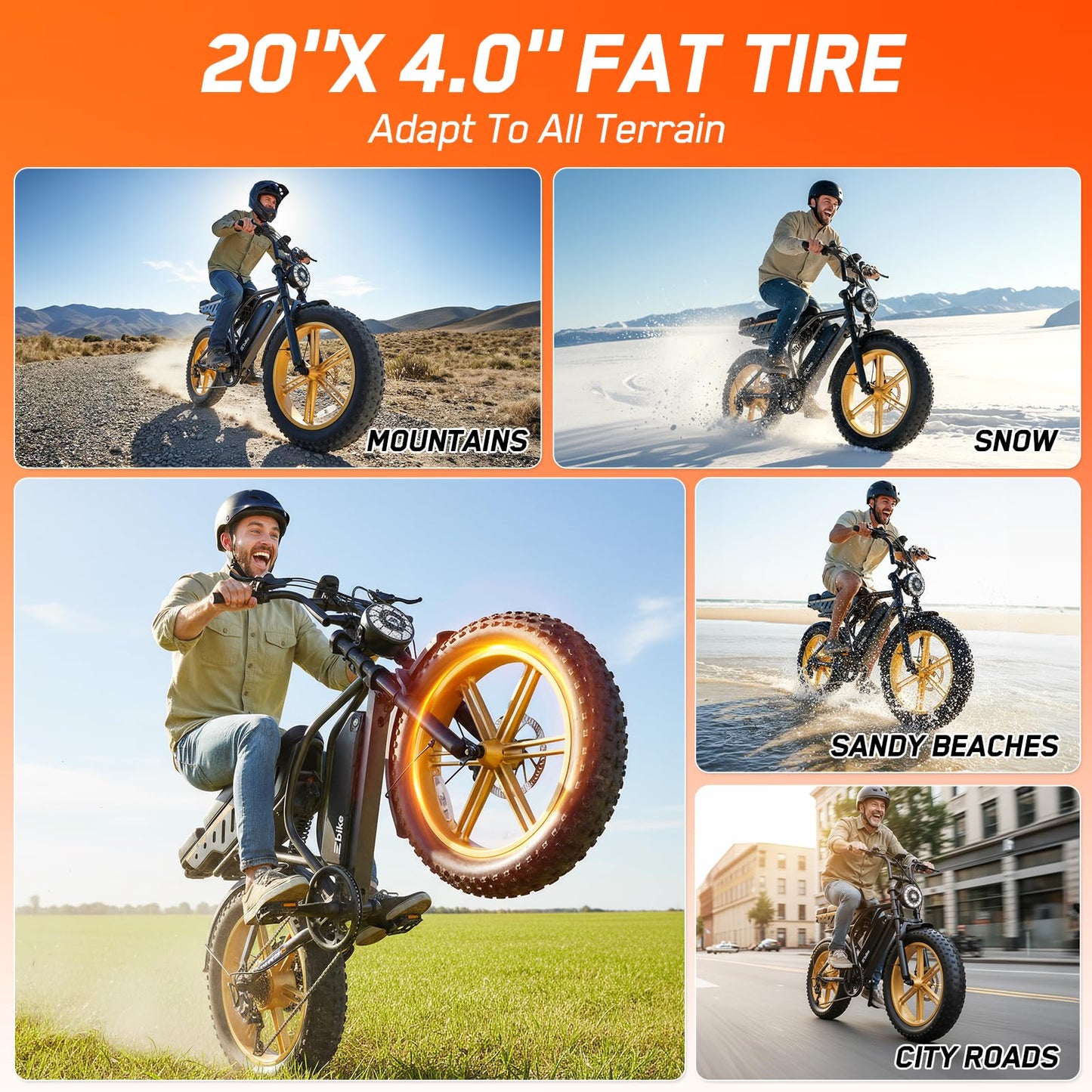 Electric Bike for Adults, Peak 1500W Motor Retro E Bike, Range 65/120Miles, 48V 15Ah Removable Battery, 20"x4" Fat Tires, Full Suspension, APP Control, Off-Road Ebike for City Commuting