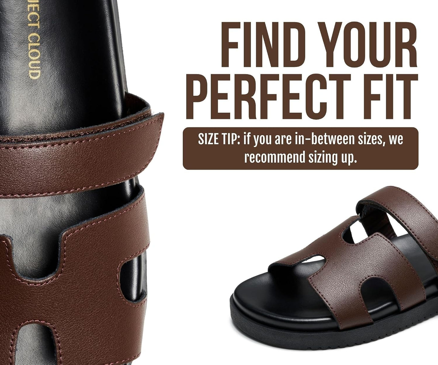Project Cloud 100% Genuine Leather Sandals for Women Footwear - Stylish Womens Sandals with Plush & Soft Insole - Non-Slip and Water-Resistant Beach Sandals Slides for Women (Mayvy)