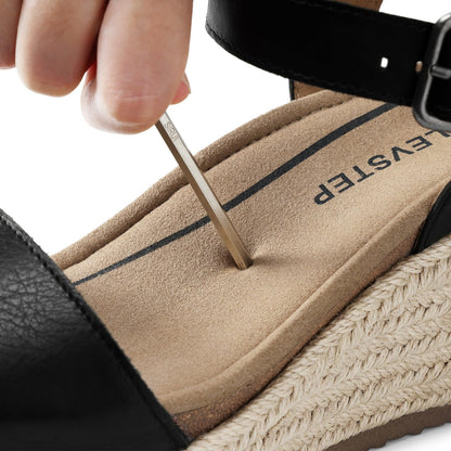 Women's Orthopedic Wedge Sandals: Arch Support Genuine Leather Platform Espadrilles - Comfortable Open Toe Casual Summer Sandals