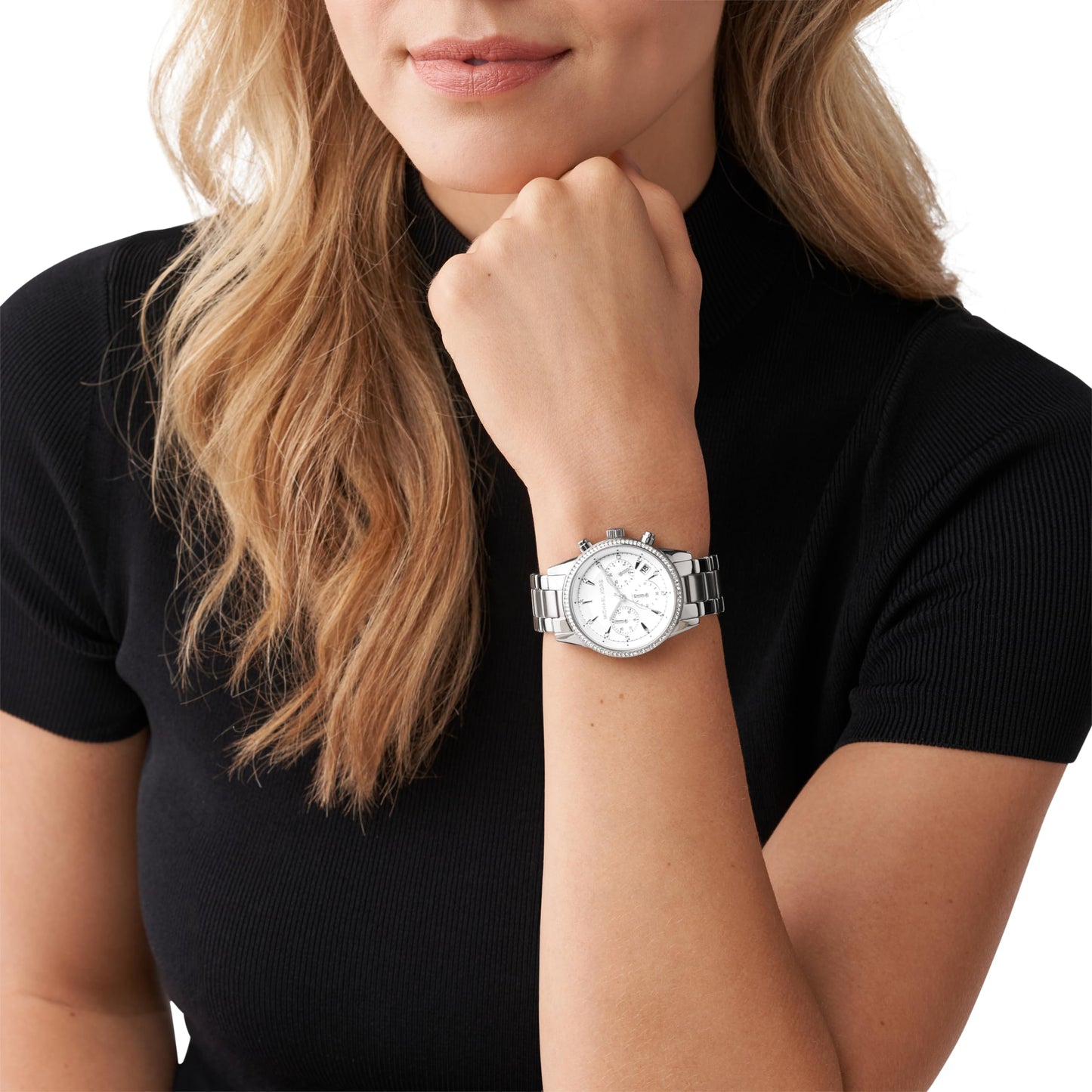 Michael Kors Bryant Chronograph Women's Watch, Stainless Steel and Pavé Crystal Watch for Women