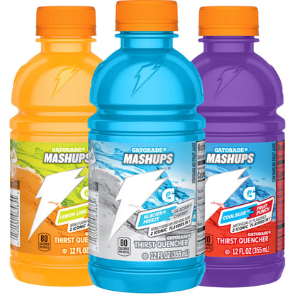 Gatorade Thirst Quencher, Fruit Punch, Glacier Cherry, Cool Blue Variety Pack, 12 Fl Oz (Pack of 18)