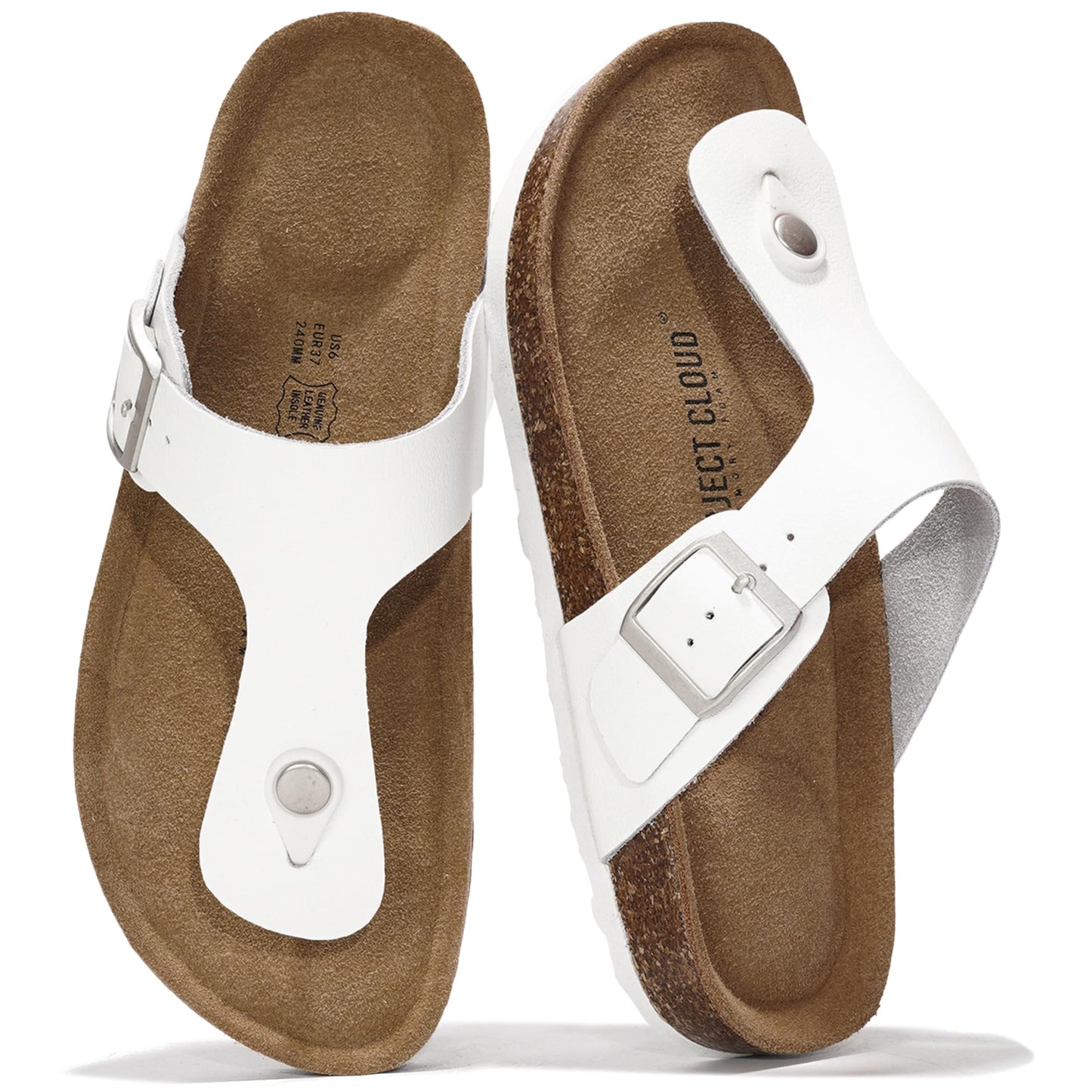 Project Cloud Womens Sandals 100% Genuine Leather Thong Sandals for Women - Memory Foam Insole Women Sandals - Non-Slip Flip Flops for Women - Lightweight Sandals Women Footwear 2026