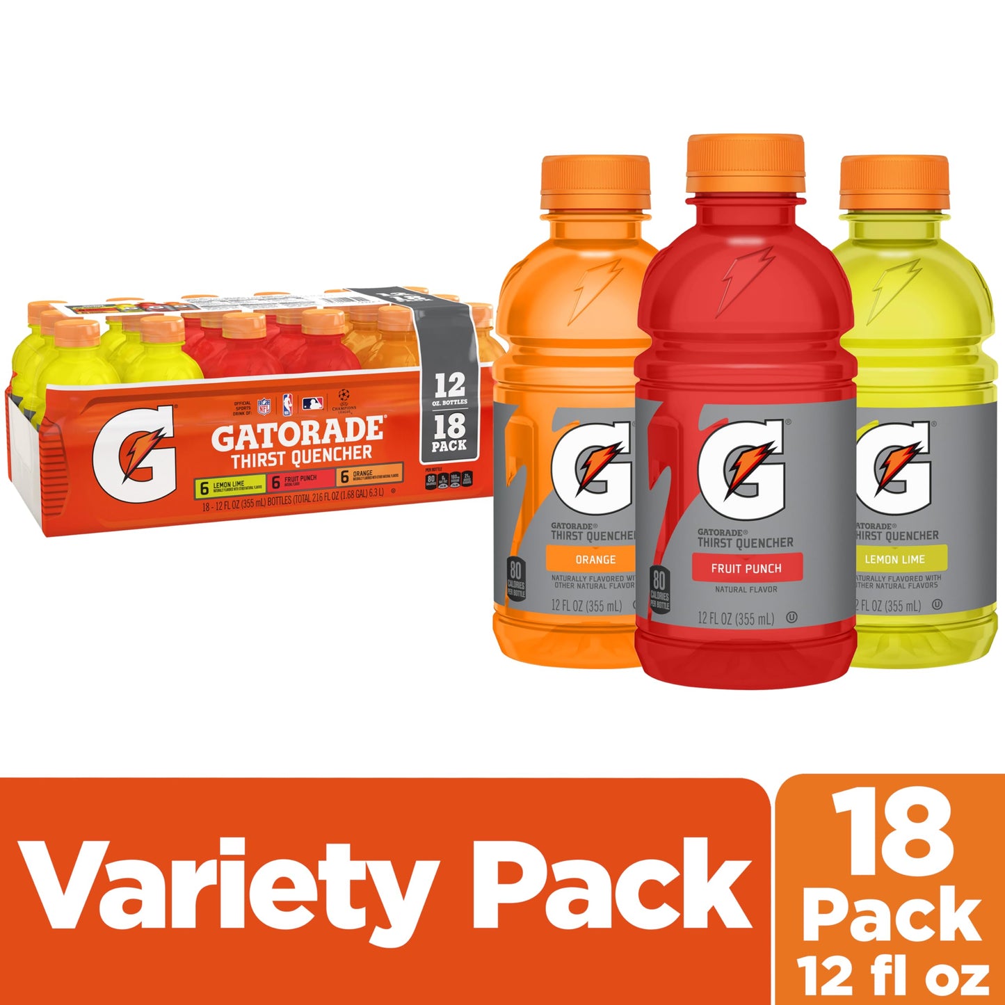 Gatorade Thirst Quencher, Fruit Punch, Glacier Cherry, Cool Blue Variety Pack, 12 Fl Oz (Pack of 18)