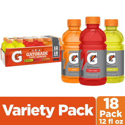 Gatorade Thirst Quencher, Fruit Punch, Glacier Cherry, Cool Blue Variety Pack, 12 Fl Oz (Pack of 18)