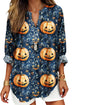 Womens Bohemian Print Tunic Top Cotton Blend V Neck Long Sleeve Loose Fit Casual Blouse for Summer Beach Vacation