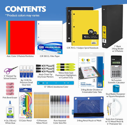 BAZIC PRODUCTS 65-Piece Middle & High School Kit, Math & Geometry, 65-Case | bundles writing, geometry tools in