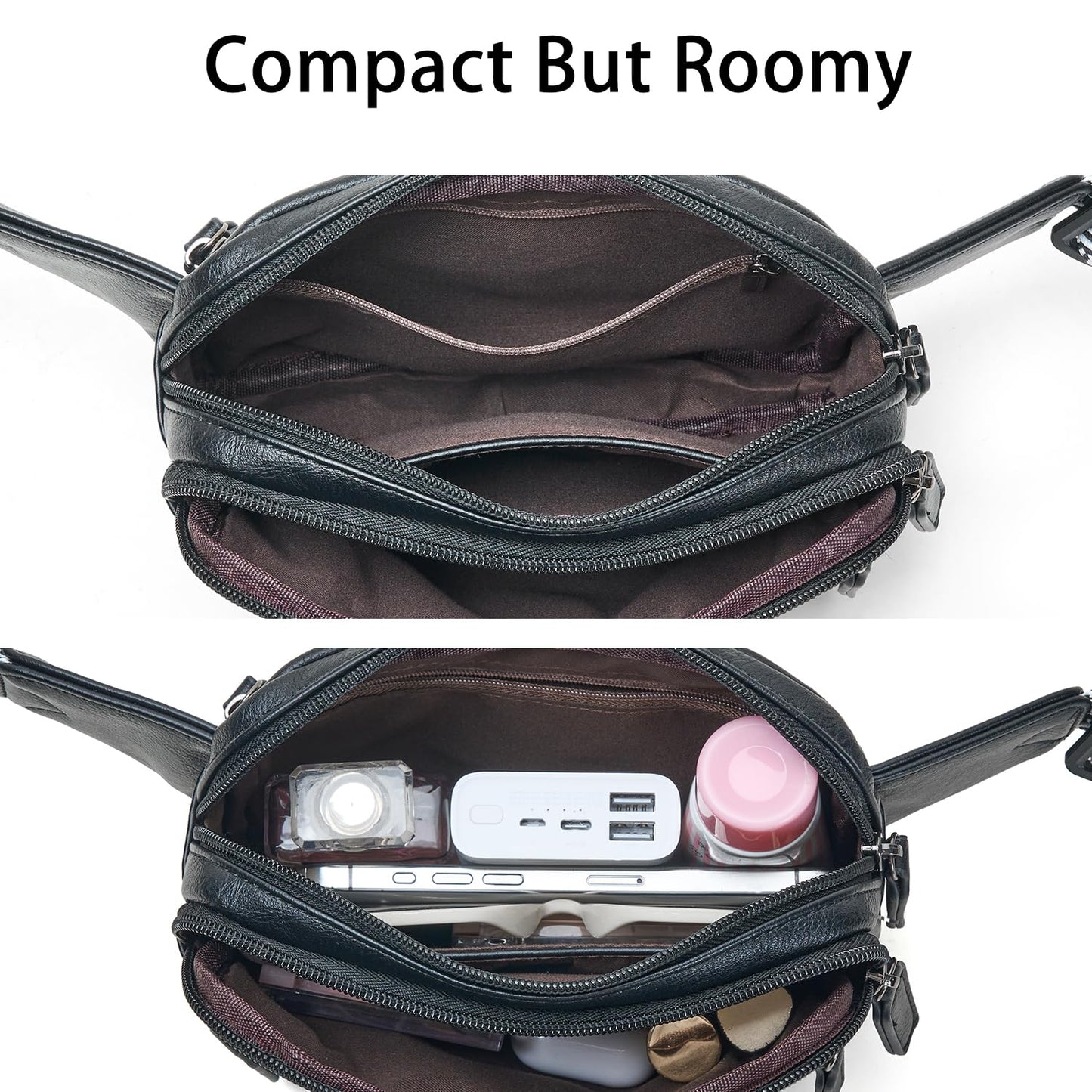 Leresas Fanny Packs for Women Vegan Leather Belt Bag Chic Cross Body Waist Pack Waist Purse for Travel Hiking Running Brown