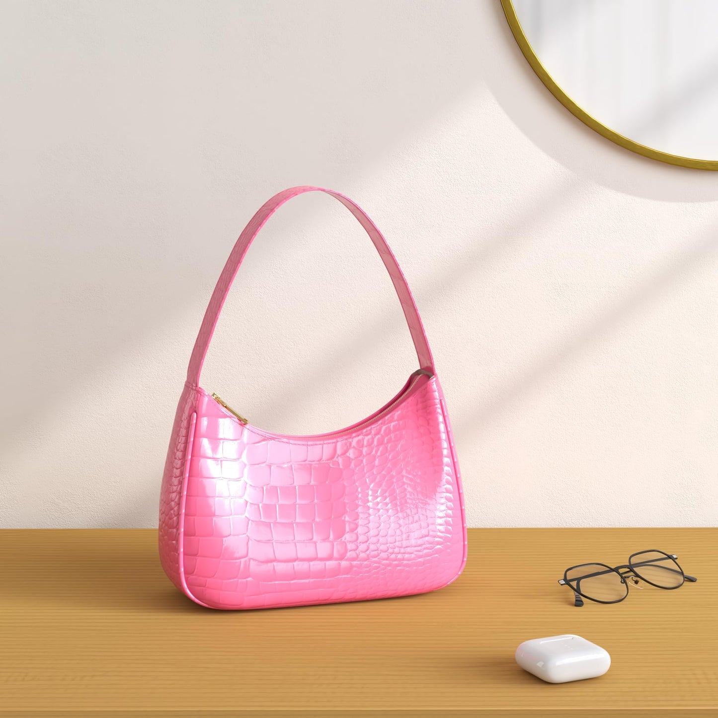 CYHTWSDJ Shoulder Bags for Women, Cute Hobo Tote Handbag Mini Clutch Purse with Zipper Closure