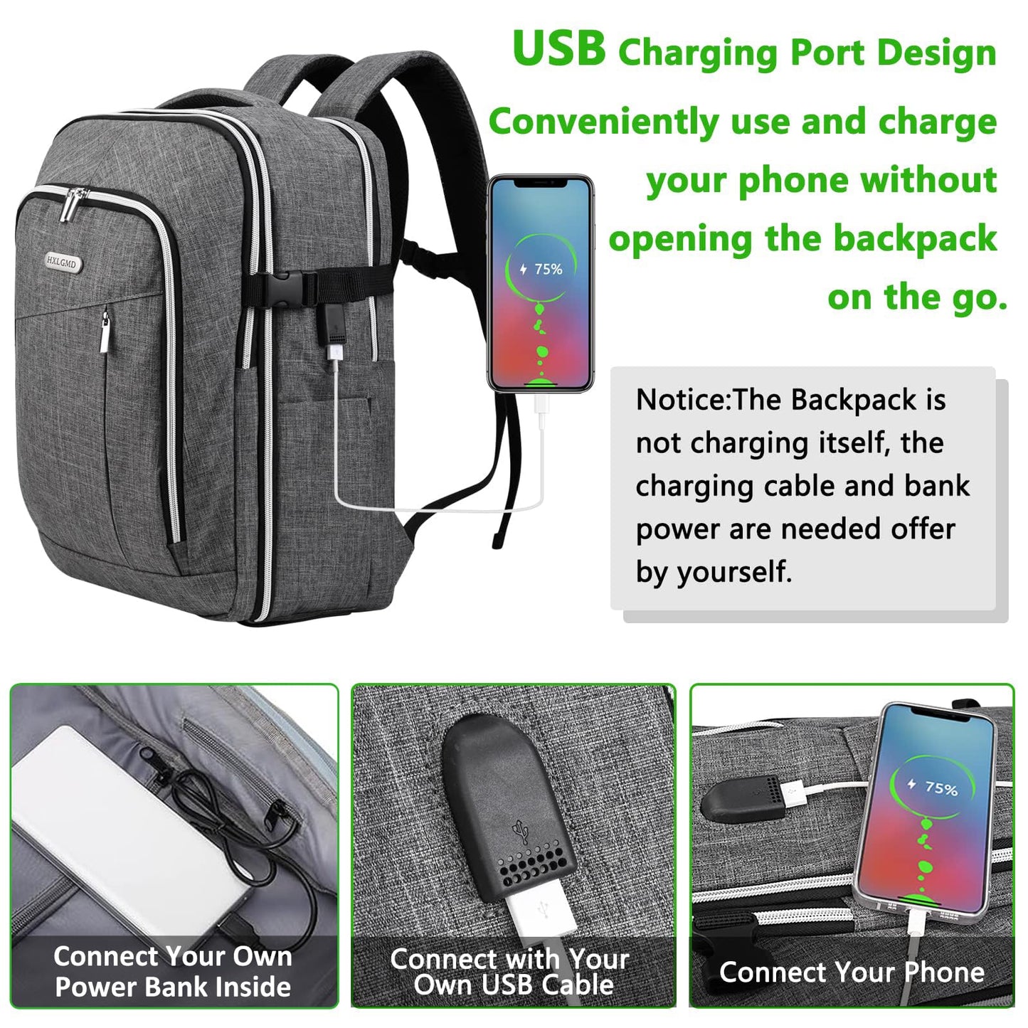 Travel Carry On 17.5" Laptop Expandable Backpack for Men Women, Personal Item Bag Waterproof Airline Approved with USB Charging Hole 3 Packing Cubes, Large Weekender Daypack Business Luggage Suitcase