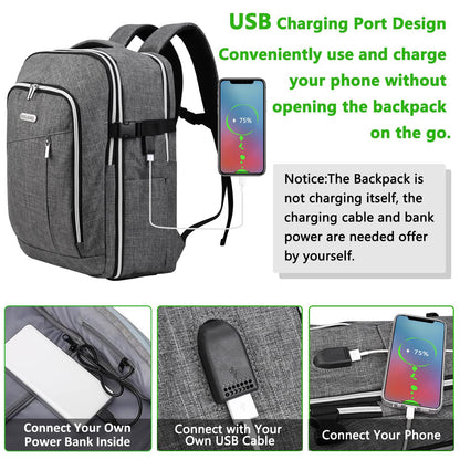 Travel Carry On 17.5" Laptop Expandable Backpack for Men Women, Personal Item Bag Waterproof Airline Approved with USB Charging Hole 3 Packing Cubes, Large Weekender Daypack Business Luggage Suitcase
