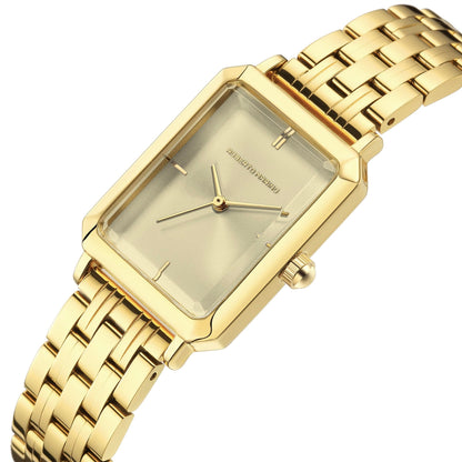 Roberto Marino RM1982 Women’s Luxury Watch Rectangular Gold – Japanese Quartz Movement, Vintage Stainless Steel Design, Silver Dial, Elegant Dress Timepiece, 3ATM Water Resistant – Reloj para Mujer