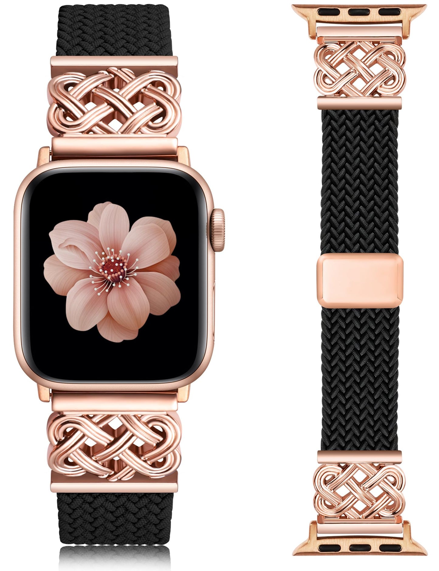 TOYOUTHS Braided Magnetic Band Compatible with Apple Watch Bands 38/40/41/42/44/45/46/49mm Women Men, Dressy Celtic Metal Stretchy Elastic Strap for iWatch Series 11 10 9 8 7 6 5 4 SE/Ultra 3 2 1