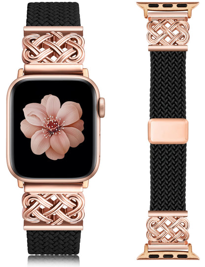 TOYOUTHS Braided Magnetic Band Compatible with Apple Watch Bands 38/40/41/42/44/45/46/49mm Women Men, Dressy Celtic Metal Stretchy Elastic Strap for iWatch Series 11 10 9 8 7 6 5 4 SE/Ultra 3 2 1