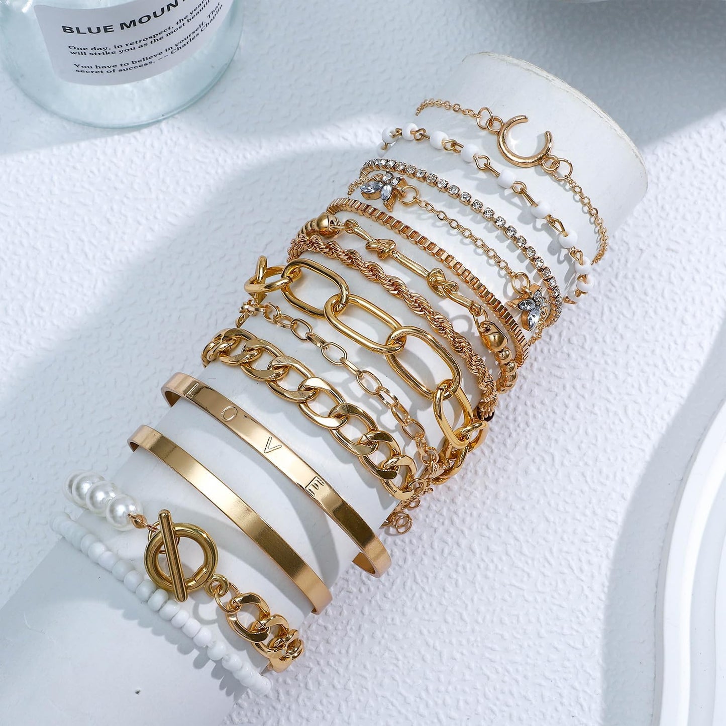 NEWITIN 69 Pieces Gold Jewelry Set for Women Fashion Costume Jewelry Gold Plated Necklace Bracelet Earrings Set for Women