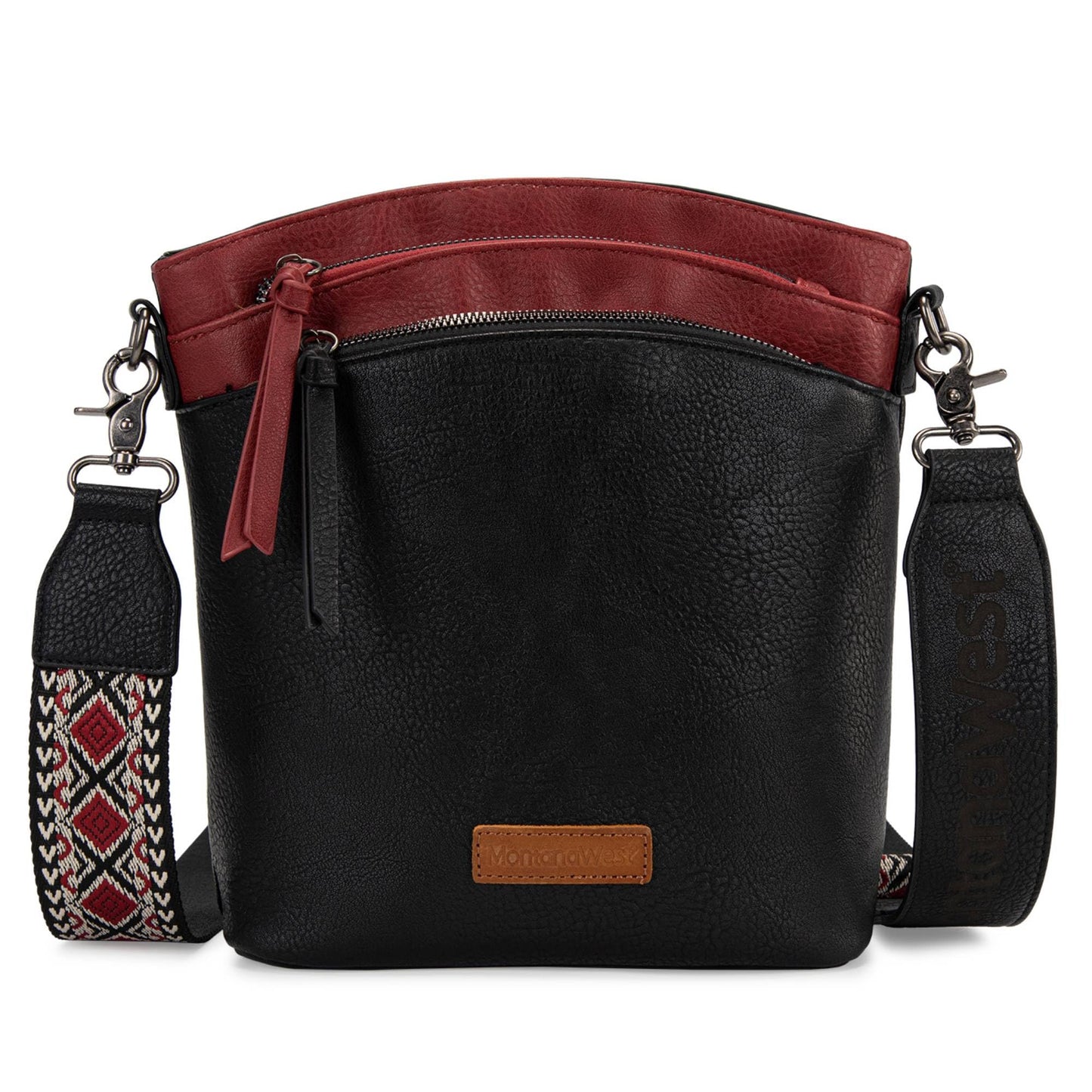 Montana West Multi Zip Pocket Crossbody Bag With Guitar Strap