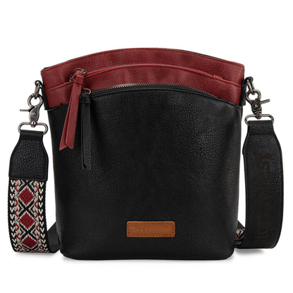 Montana West Multi Zip Pocket Crossbody Bag With Guitar Strap